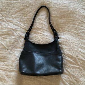 Vintage Black Leather Coach Hobo Handbag Purse